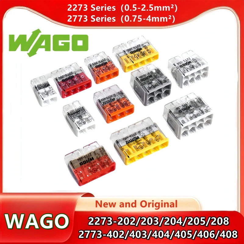 10pcs Original Wago wiring terminal 2273-202 203 204 205 208 2773-402 403 404 405 406 408 Quick Line Splitting Wiring connector