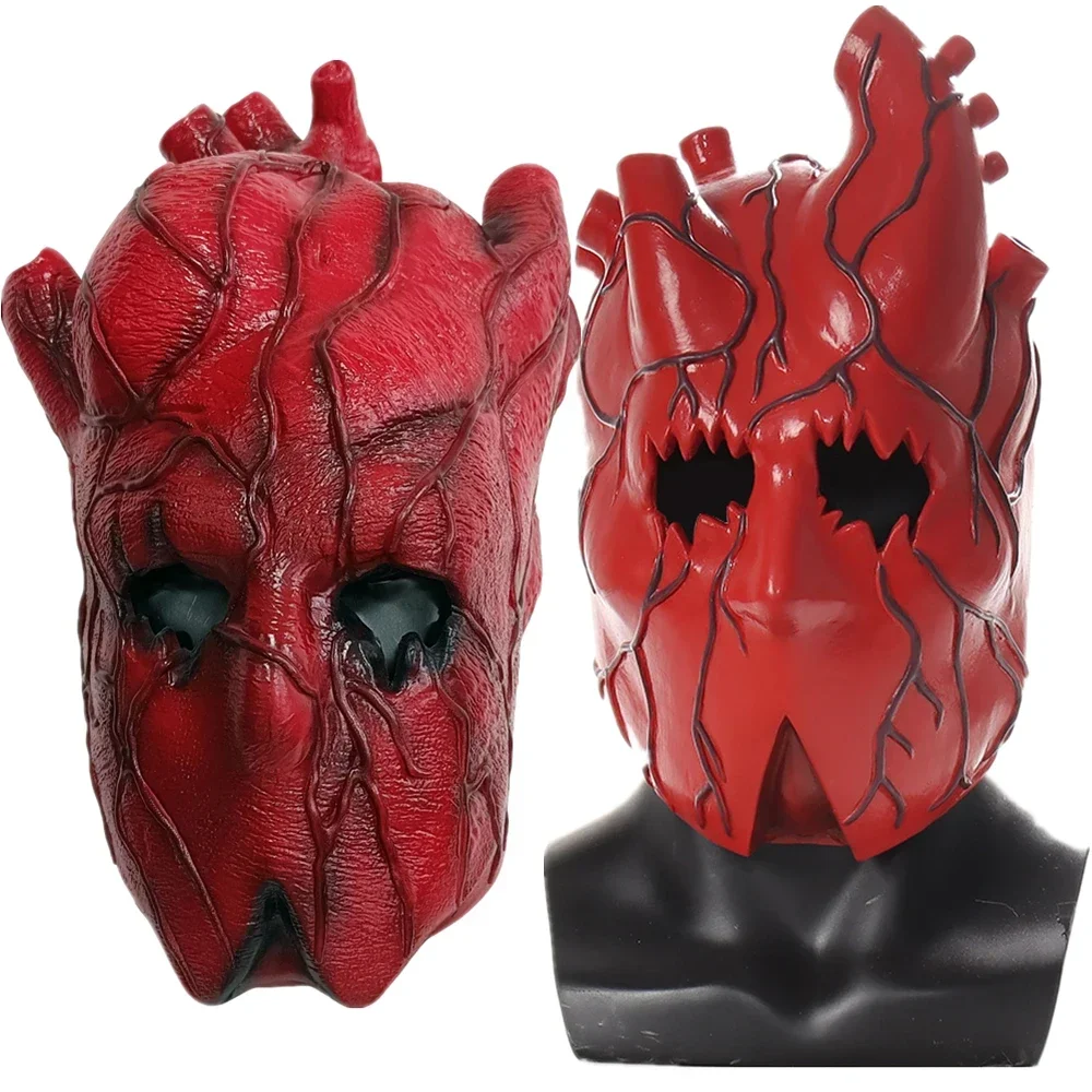 

Anime Dorohedoro Shin Heart Red Mask Cosplay Costume Scary Bloody Latex Helmet Fancy Adult Unisex Halloween Prop