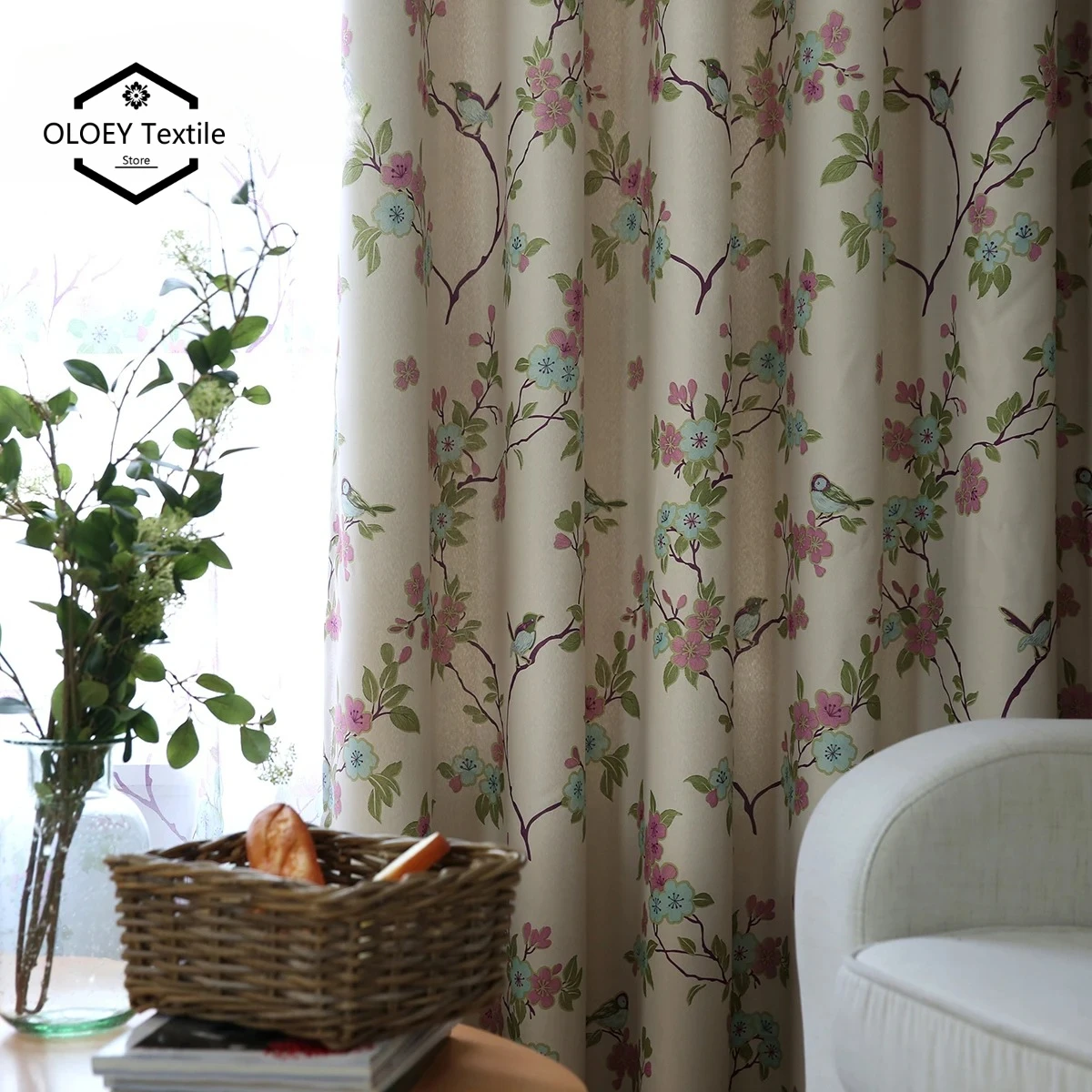 

Floral Printed Modern Curtains for Living Room Bedroom Window Drapes Kitchen Door Bohemian Style Panel Blinds Tende Cortinas