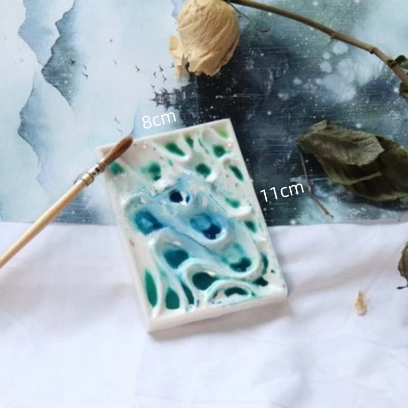 Fine Art Professional White Porcelain Palette Pure White Chinese Painting Watercolor Gouache Ceramic Paint Plate