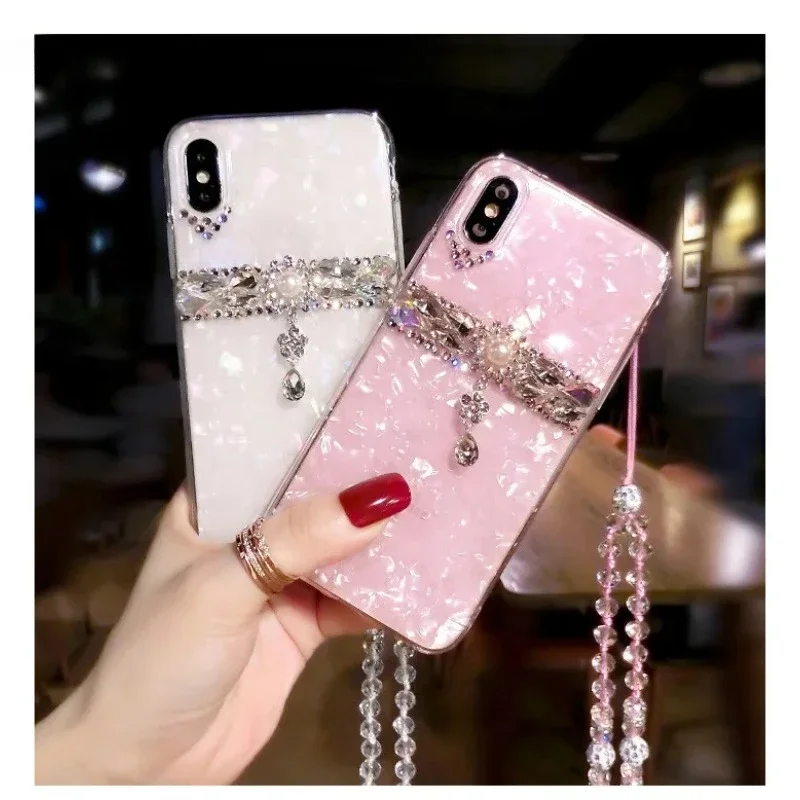 Luxury Bling Jewelled Rhinestone Crystal Diamond Glitter Soft Pendant Phone Case for IPhone 11 12Mini 13Pro 15 Pro Max 14 Plus