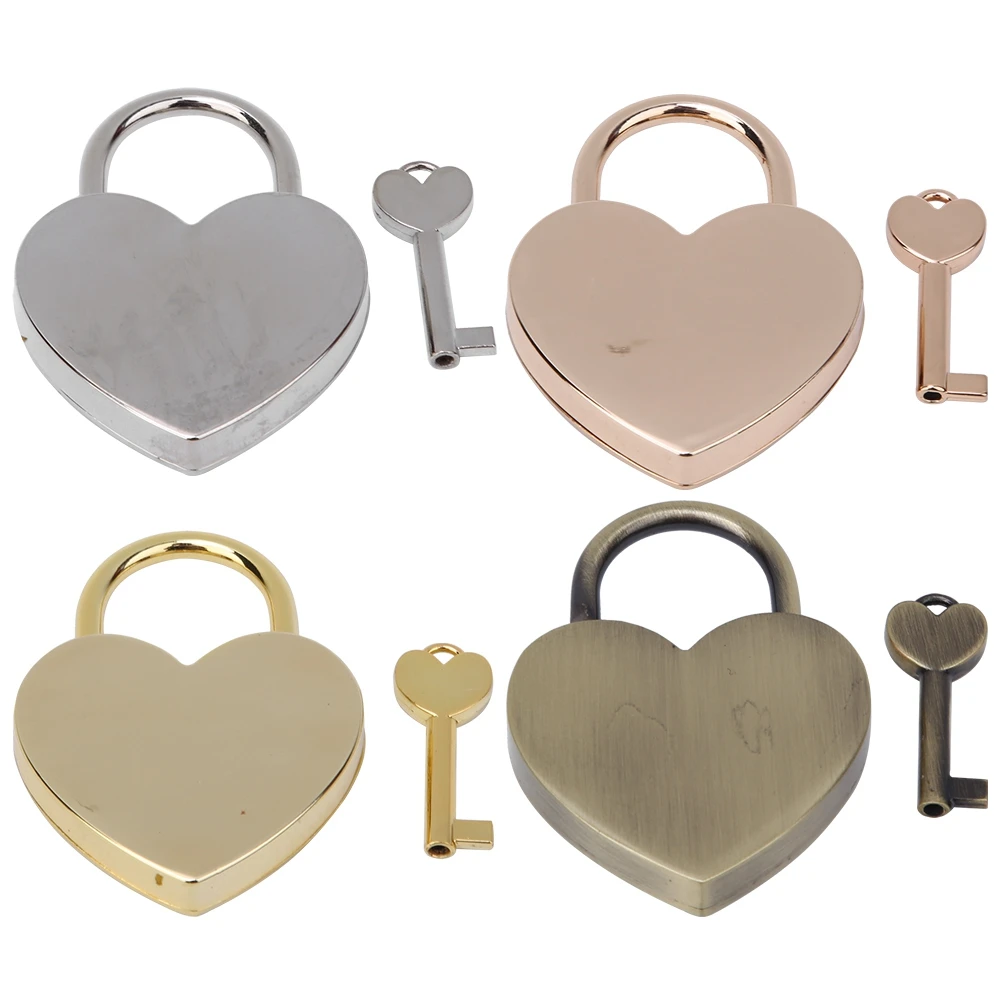 1 Set Heart Lock Metal Vintage Padlock Household Craft Supplies with Key 45x59mm Household Craft Supplies Lock Padlock Key Lock