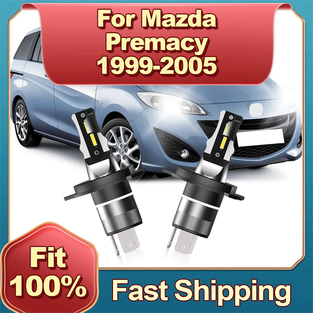 2Pcs H4 led Car Headlight 6000K Super Bright 30000LM Canbus Bulbs For MAZDA PREMACY 1999 2000 2001 2002 2003 2004 2005