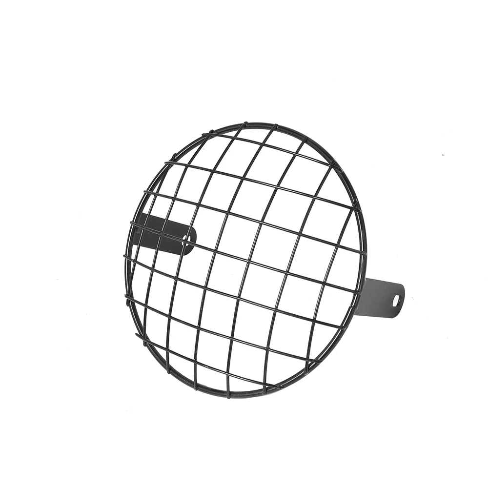 7\'\' Motorcycle Headlight Mesh Grill Metal Headlight Square Protector Guard Cover Black/ Chrome For Harley Honda Cafe Racer