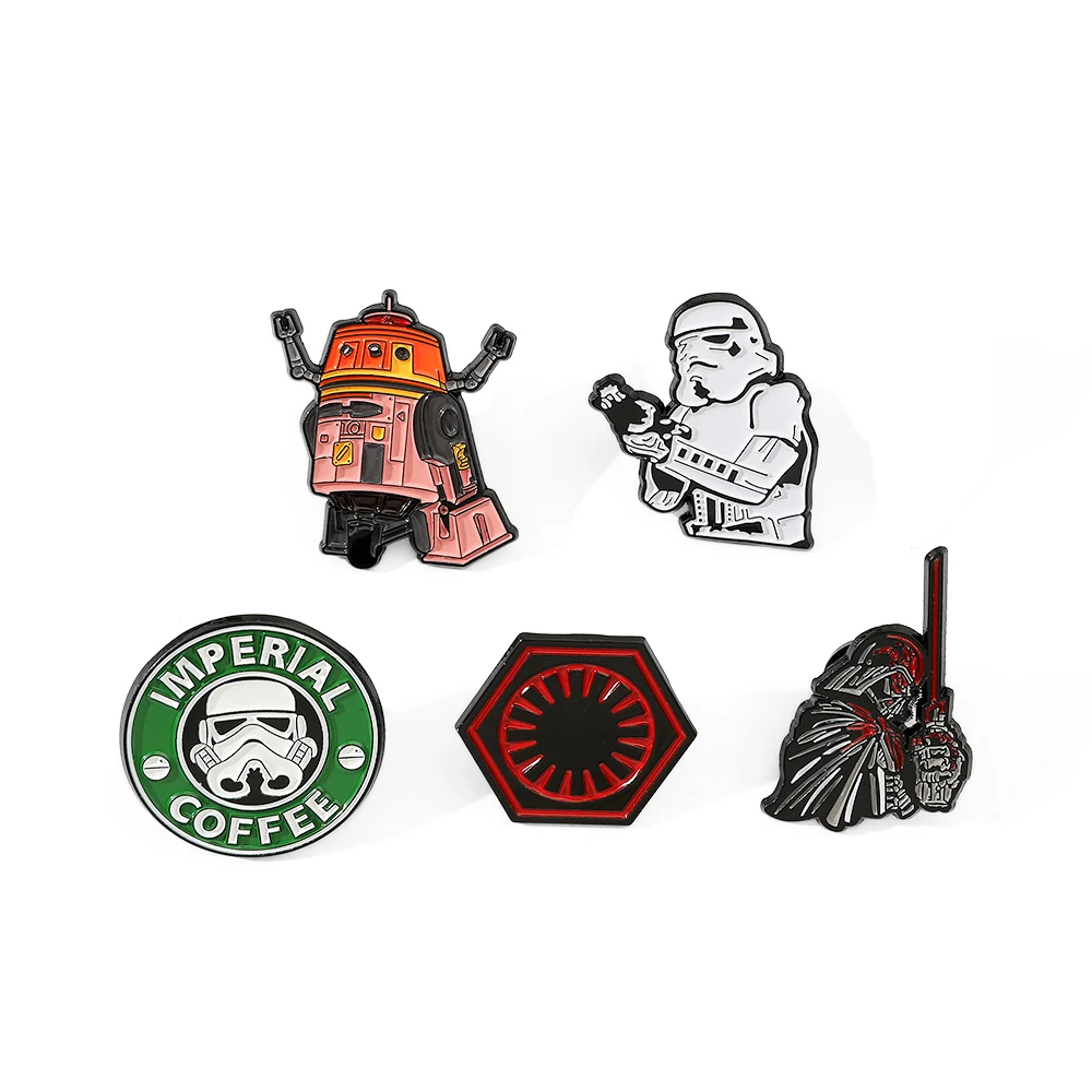 Pin Esmaltado Star Wars Darth Vader Stormtrooper, Distintivo Colecionável de Desenho Animado, Acessório para Mochila, Broche de Lapela
