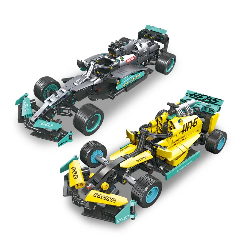 Velocidade técnica haas vf23 f1 bloco de construção carro corrida renaults bwt alpine a522 veículo tijolo modelo brinquedos para presentes