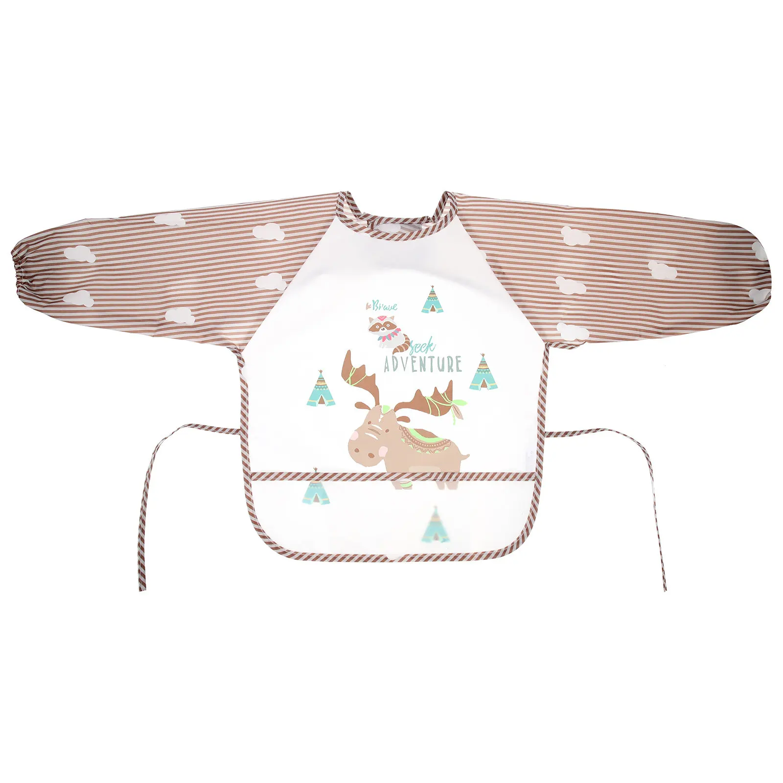 

Водонепроницаемый детский фартук с длинными рукавами и карманом, многоразовый нагрудник для кормления малышей, защитный комбинезон для младенцев с рукавами