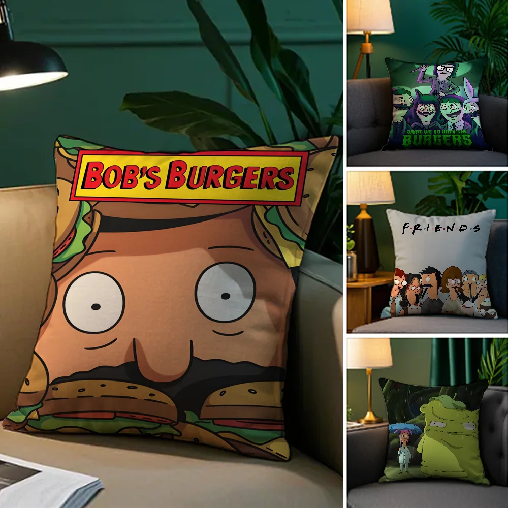 Bob s-B-Burgers Season Anime Pillow Case Plush Fabric Soft Pillowcase Double Sided Print Sofa Cushion Cover Throw