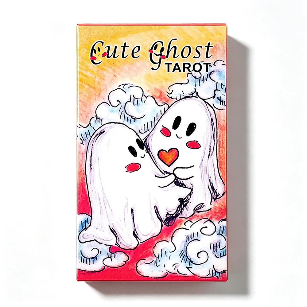 Cute Ghost Tarot Deck 78 Tarot Cards Watercolor Divination Board Game for Beginners Spiritual Reading Cards Game Halloween Gift