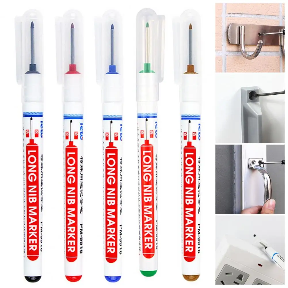 Pluma de carpintero de cabeza larga, marcador de azulejos de cerámica, resistente al agua, multiusos, decoración, agujero profundo, herramienta de carpintería, 2 piezas