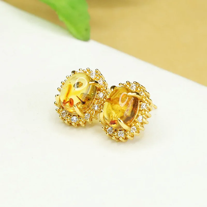 أقراط بيبالد العنبر الطبيعية قطرات الأذن زخرفة المجوهرات النسائية 3122104