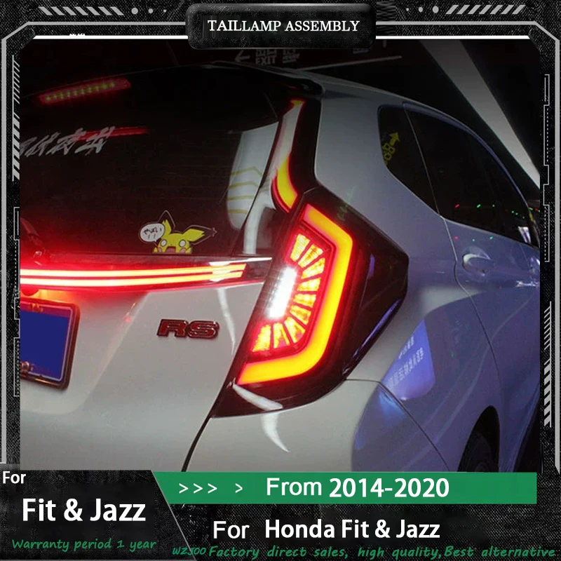 Pair Of Car Tail Light Assembly For Honda FIT JAZZ 2014-2020 LED Flowing Water Flicker Plug and Play Tail Lamps Brake Taillights