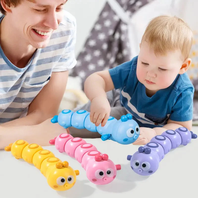 Wind Up Crawling Animals Toy Clockwork Colorful Worm Reptile Set Interactive Wiggling Motion Toy for Toddlers Kids Birthday