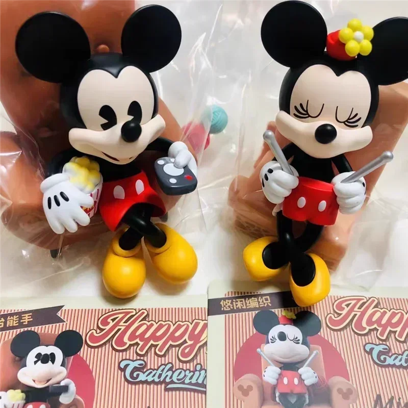 Genuine Disney Friends Happy Gathering Series Blind Box Cute Mickey Mouse Figurine Model Toys Christmas Surprise Mysterious Gift