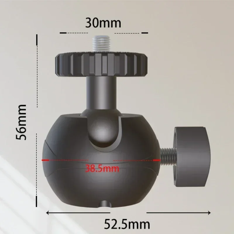 1/4 나사 구멍 삼각대 마운트 카메라 헤드 어댑터, 잠금 장치가 있는 볼 헤드, LED 라이트 플래시 브래킷, DSLR DV 카메라용 거치대