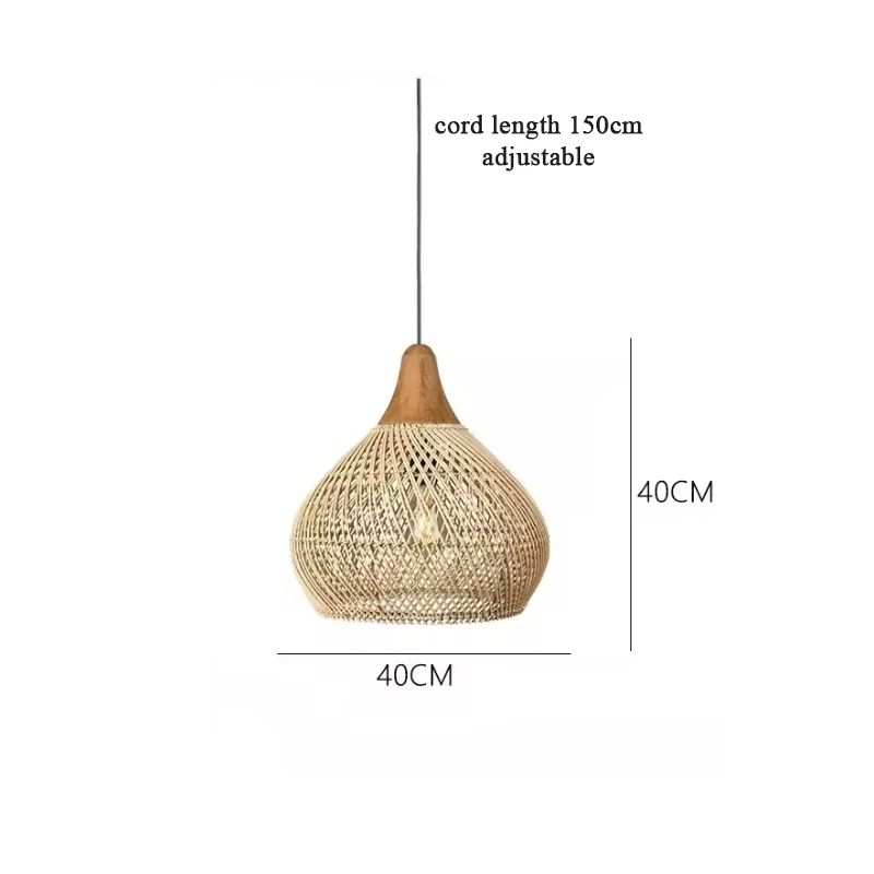 JOYINLED Japanse stijl rotan kroonluchter, grote handgemaakte beige rieten plafondlamp voor woonkamer, eetkamer, restaurant