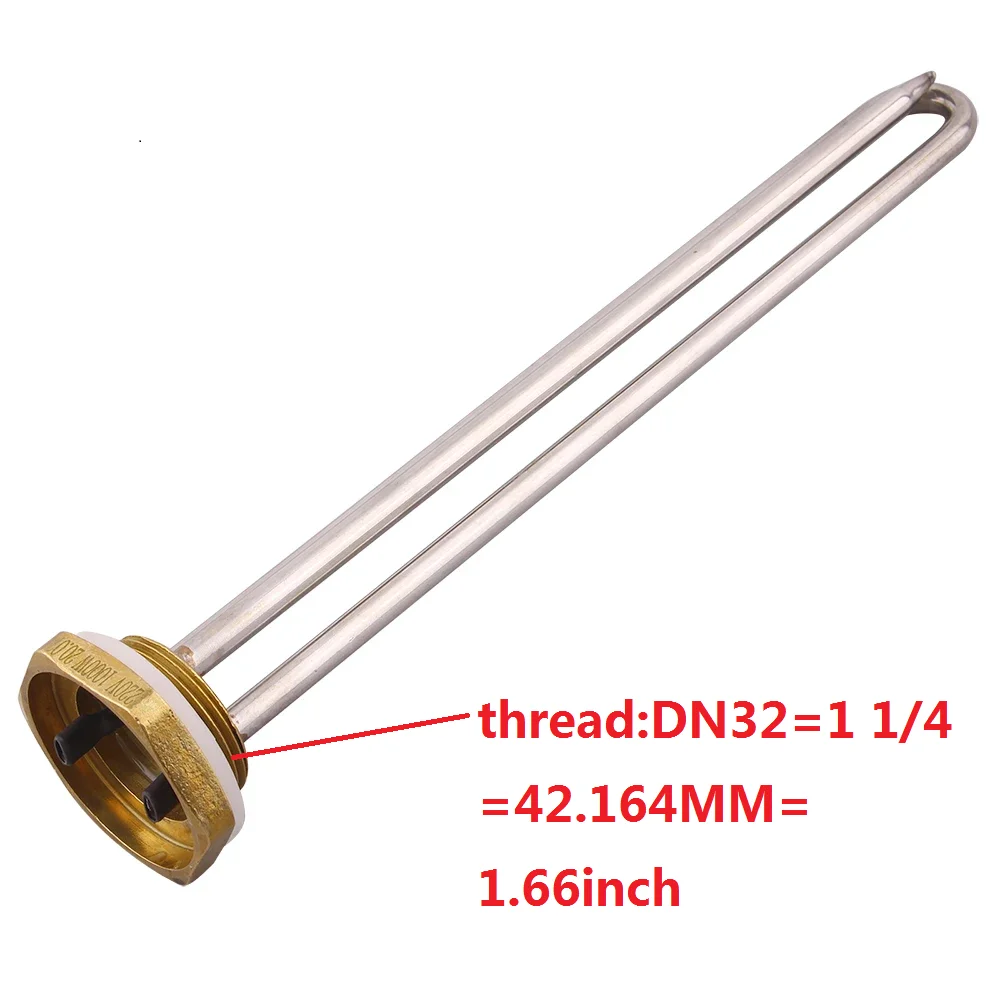 DERNORD Heater U Type 220v 1kw 1.5kw 2kw Heating Element With Probe Tube DN32 Tubular Immersion Resistance