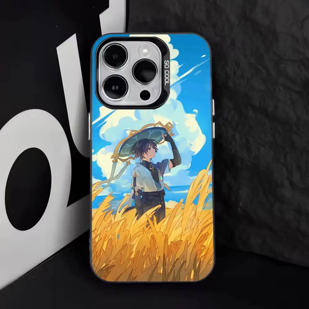 Scaramouche-S Genshin Impact für iPhone 11,12,13,14,15,16,17,Pro,Max,Plus,E,Air,Mini Handyhülle IMD Mattschwarz