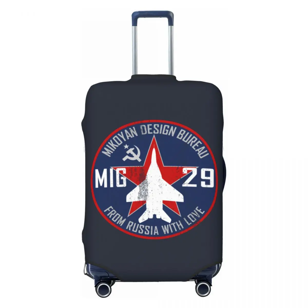 

Mikoyan MiG-29 Russia With Love Jet Fighter Suitcase Cover Elastic Pilot Aviation Luggage Covers Protector for 18-32 inch