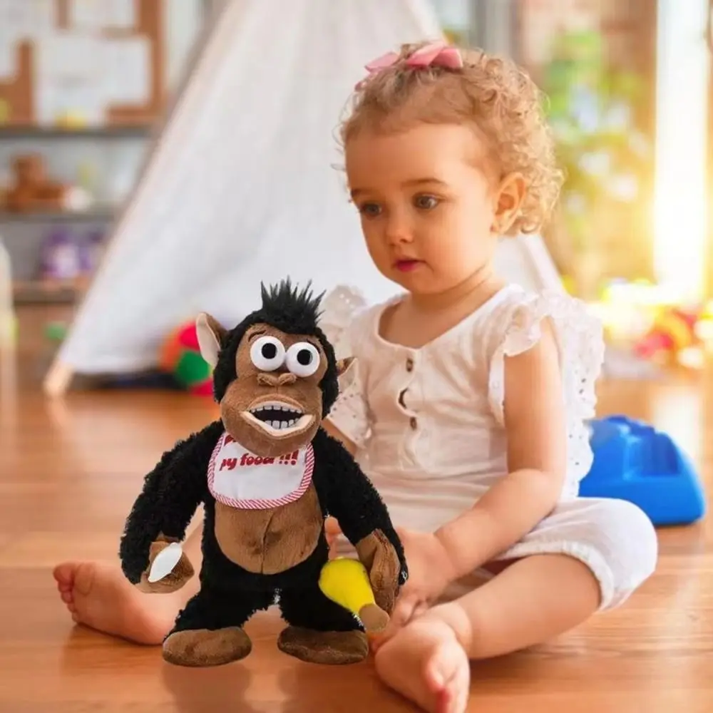 Jouet de singe électrique en mouvement gorille qui pleure, Collection moelleuse, jouets en peluche de singe magnétique, apaiser l'alimentation de la banane