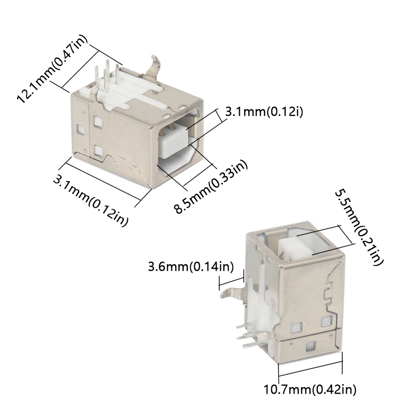 【10PCS】 Square USB Socket Usb B Type Female 90 Degree PCB Welding Parent Connector For Printer Data