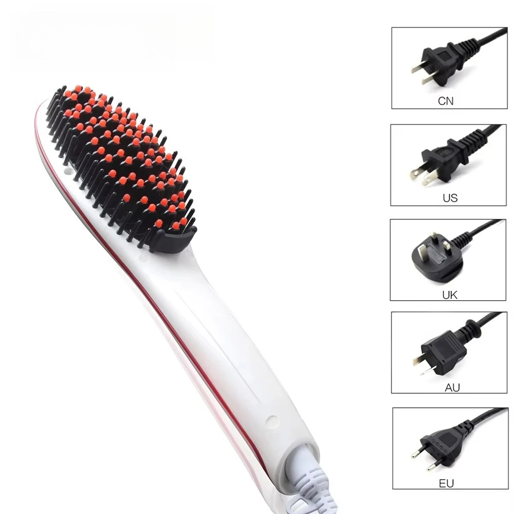Styler White Color Hair Straightener Comb 450F Electric Hair Straightener Brush