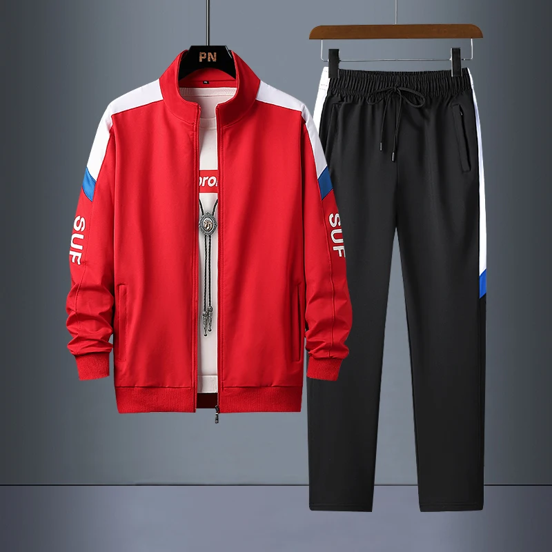 

New 2025 Men's Sportswear Set Casual Loose Open Cardigan Running Suit Autumn Two-Piece Set Polyester Fiber Long Sve Sweats...