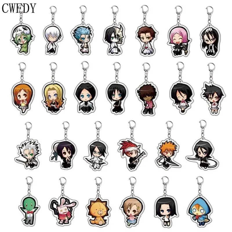 20pcs/lot Anime Keychain Kurosaki Ichigo Cosplay Key Chain Backpack Pendant Badge Cartoon Arcylic Chaveio For Women Men Jewelry