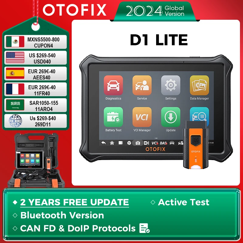 OTOFIX D1 LITE OBD2 Scanner Car Diagnostic Tool Bluetooth Wireless Bi-Directional Control OBD Automotive Scan Tool Active Test