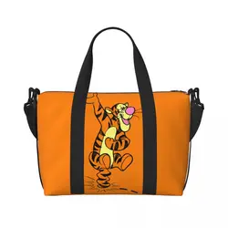 Custom My Friends Tigger Pooh  Cartoon Tote Bag Women Large Capacity Gym Beach Shoulder Travel Bag