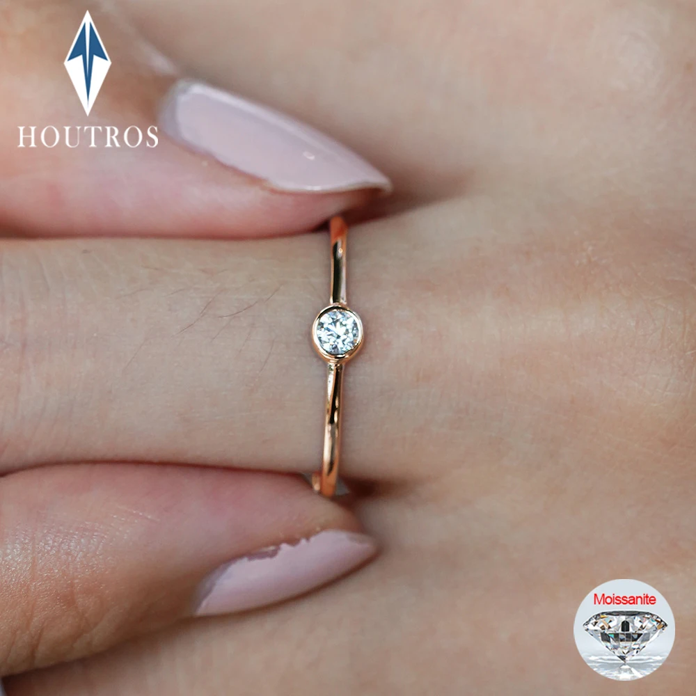 

Bezel Setting 3mm Moissanite Engagement Rings for Women S925 Silver 18k Gold Plated Solitaire Diamond Ring Wedding Bands Jewelry