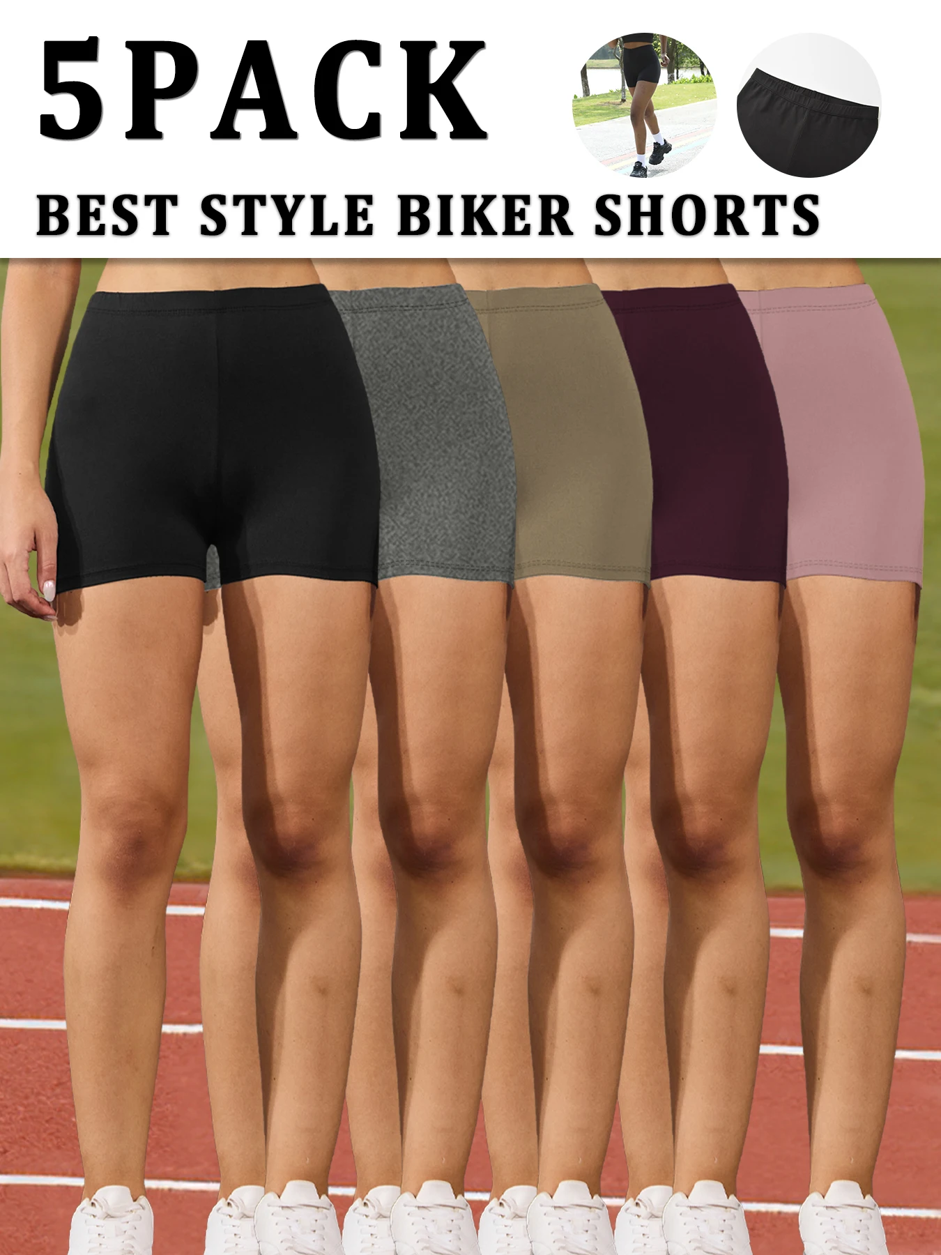 

5 Pack Biker Shorts For Women Super Soft No See Through Workout Yoga Running Cycling Push Up Gym Fitness Women's Activewear