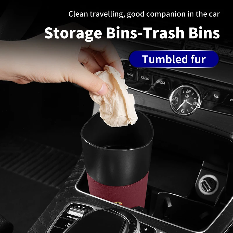 Car Trash Can Organizer For Porsche Cayenne Macan Cup Holder Storage Center Cup Holder Insert Garbage Rubbish Bin Accessories