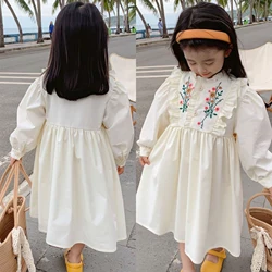 Girls Spring Dresses 2022 New Korean British Style Fashionable Princess Dresses For Children Fashion Kids Outfit Charm Vestido