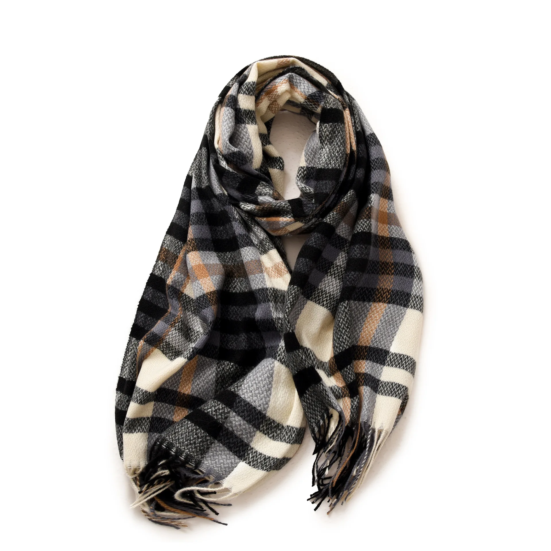 

2024 Fashion Plaid Imitate Cashmere Scarf Women Shawl Fall Winter Neckerchief Summer Air Conditioner Cape 68*180cm