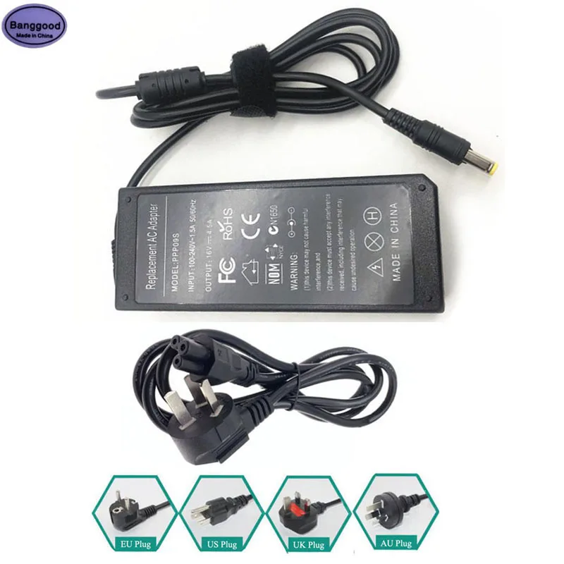 

16V 4.5A 5.5*2.5mm Connector Laptop Battery Charger w/ AC Power Cable for Panasonic ToughBook IBM CF-18 19 29 CF51 CF73 X40 X41