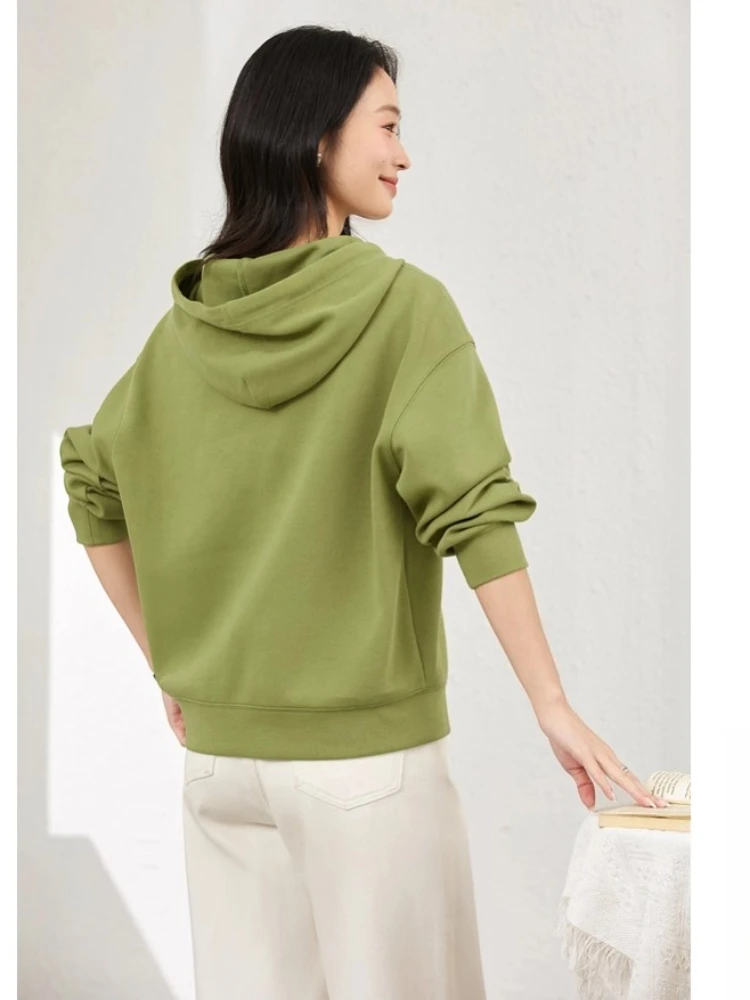 VIMLY Green Hoodies Woman Autumn 2025 Casual Elephant Funny Embroider Loose Ribbed Cuffs Female Sweatshirts Clothes Woman A2001