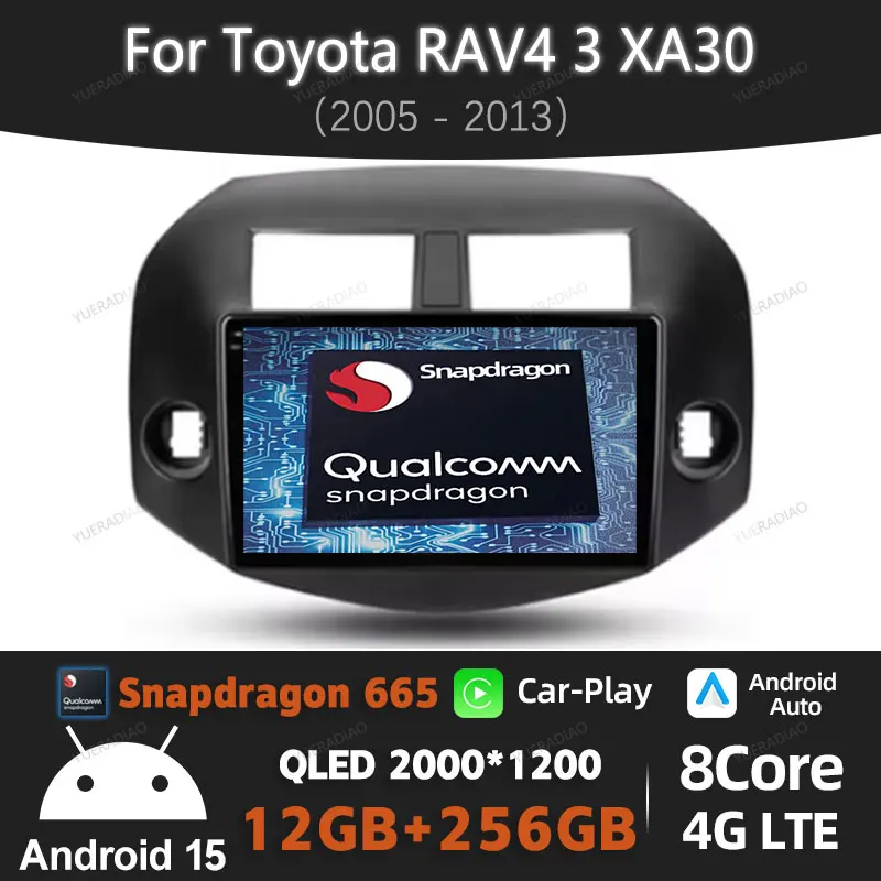 

Android 15 Carplay Auto For Toyota RAV4 3 XA30 2005 - 2013 Car Radio Multimedia Stereo Video Player NAVI GPS 4G WIFI Head Unit