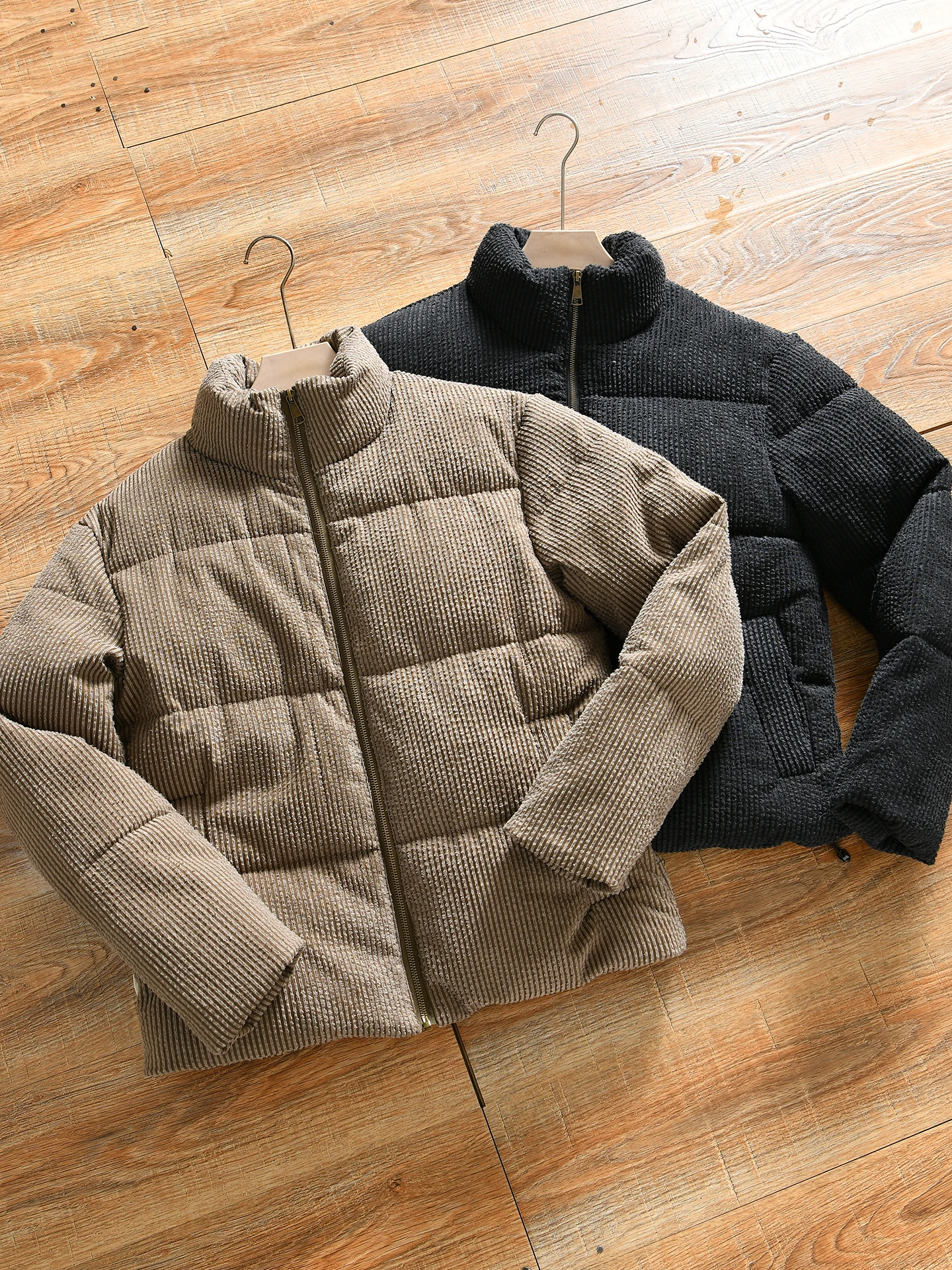 

Corduroy Men's Casual Retro Stand Collar Cotton Jacket Autumn Winter Warm Thickened Zipper Closure Color Coat