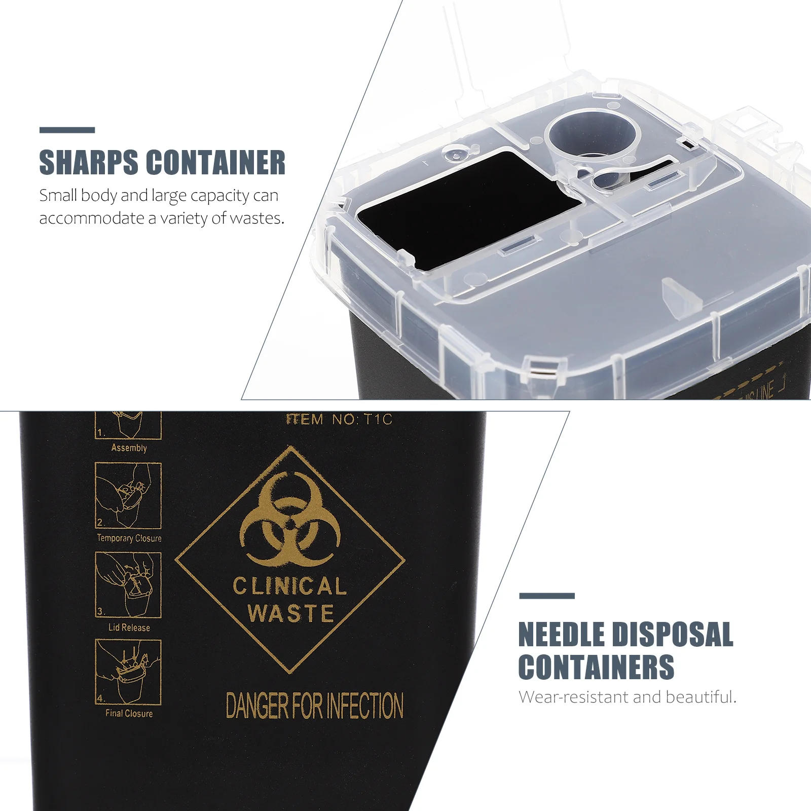 

Professional Sharps Disposal Container Thicker Than Ordinary Cans Clear Marking Tattoo Shop Waste Management Desktop Bins