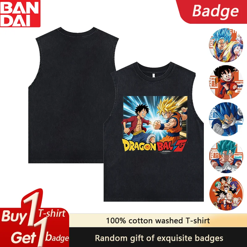 

Gym Vest Dragon Ball Printed Summer Men's Tank Tops Y2k Women's Washed Vintage Casual Sleeveless Shirts Streetwear Harajuku Tops