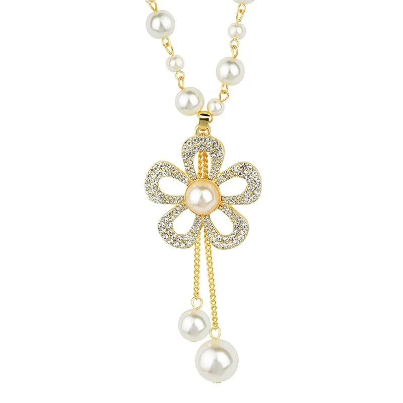

Five-petal tassel sweater chain, women's long necklace, autumn and winter accessory necklace