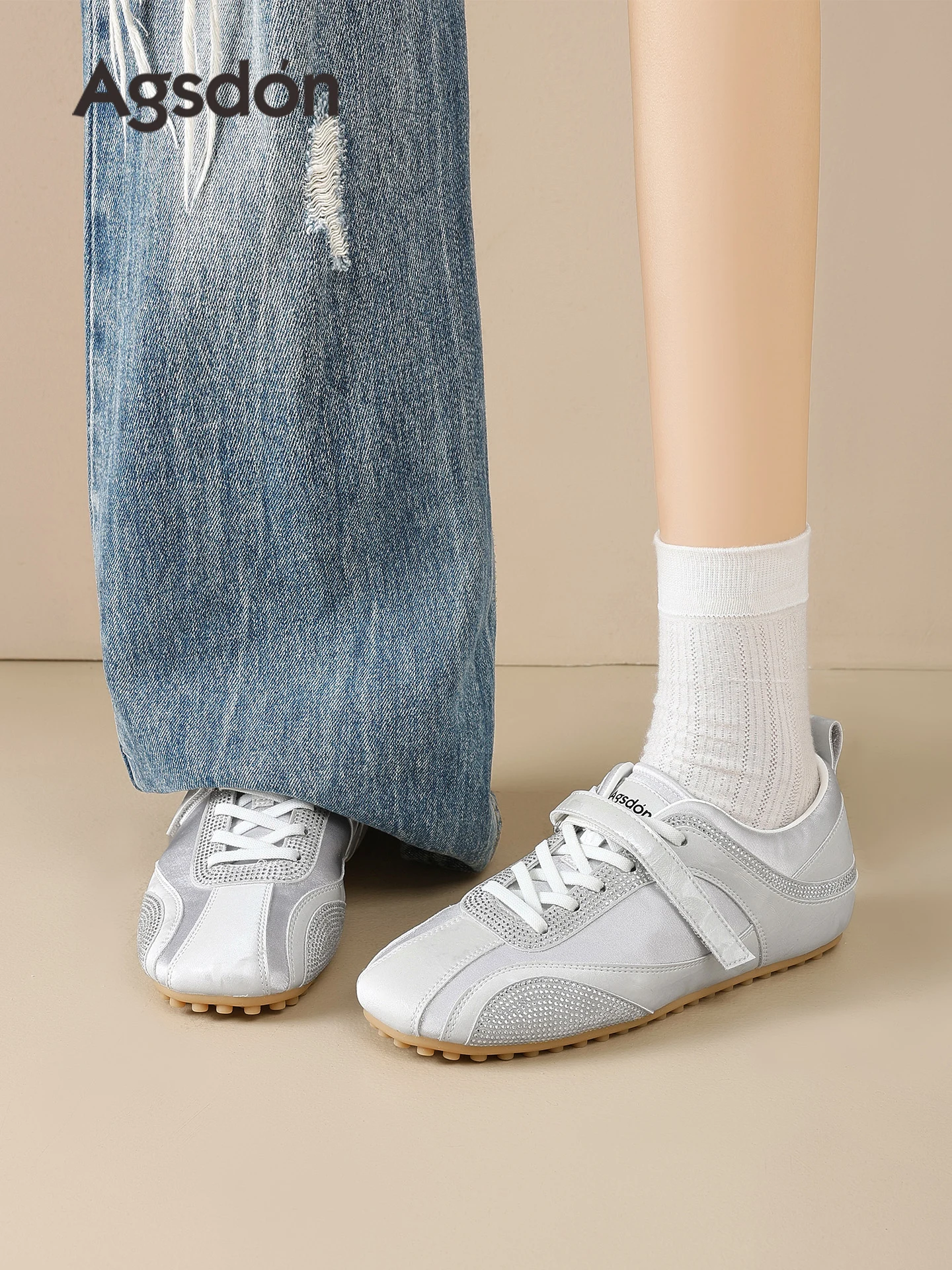 

Agsdon Silver Ballet Deux Shoes Women's 2026 New Summer Heightening Sports White Sneakers Casual Board Shoes