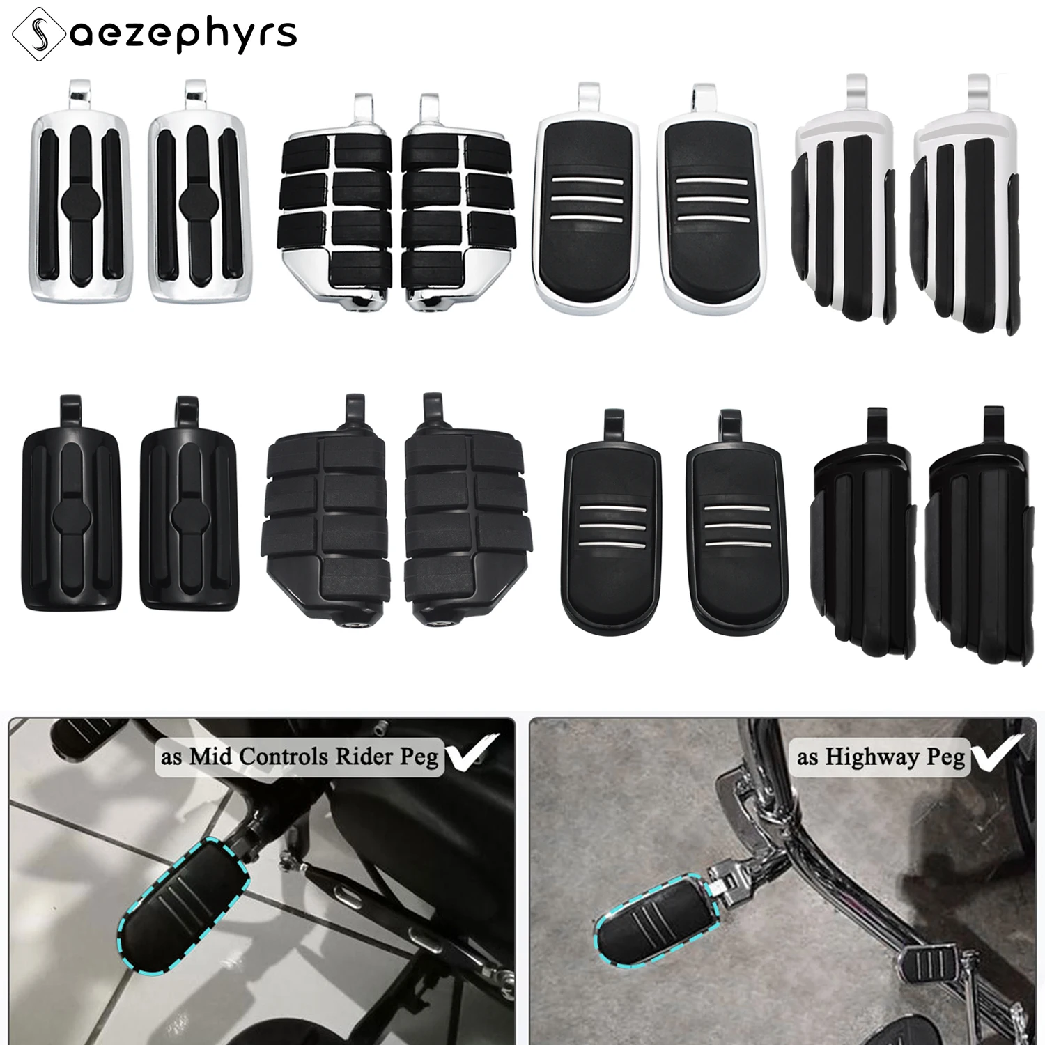 

Universal 1.25" Road Footrest Motorcycle Front and Rear Footrest for Harley Touring Sportster Softail Dyna Road King Fat Boy 883