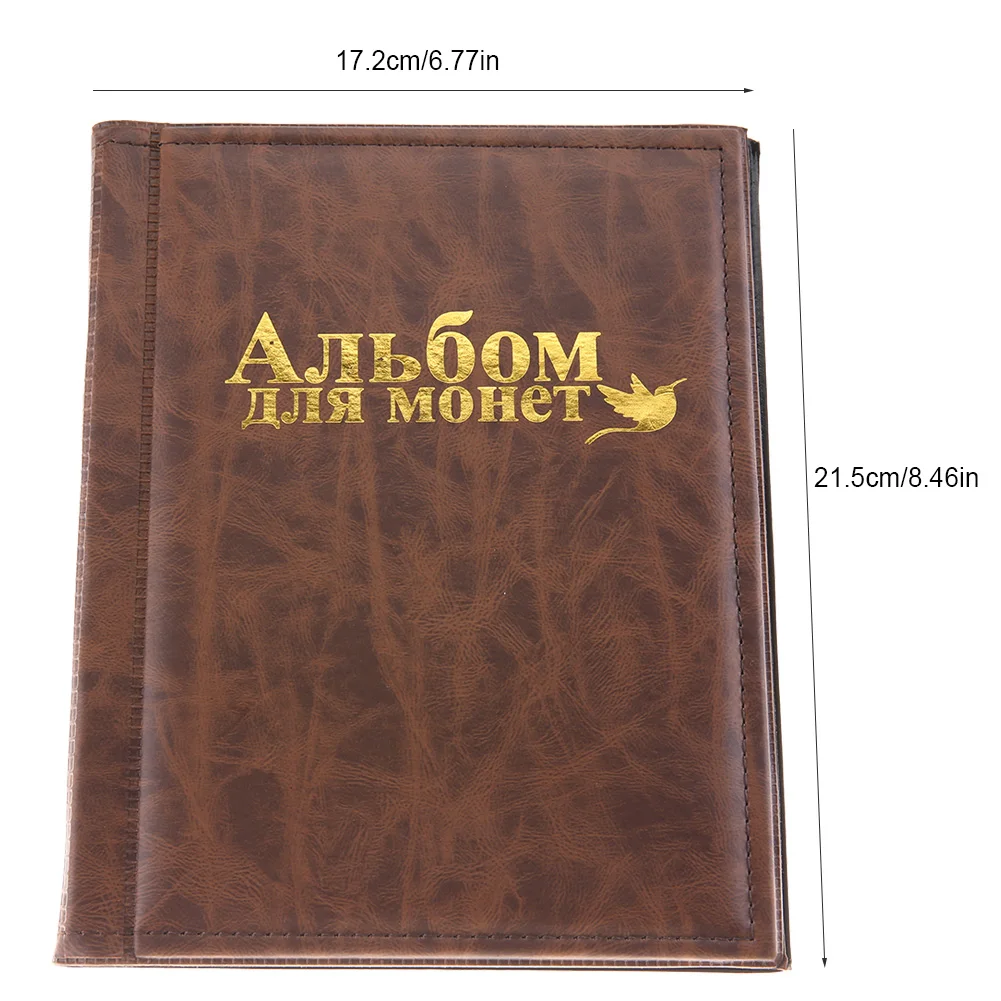 

F2 Pu Leather 250 Pockets 10 Pages World Coin Storage Folder Album Money Collecting Holder Book Direct Plug-In Coins Book