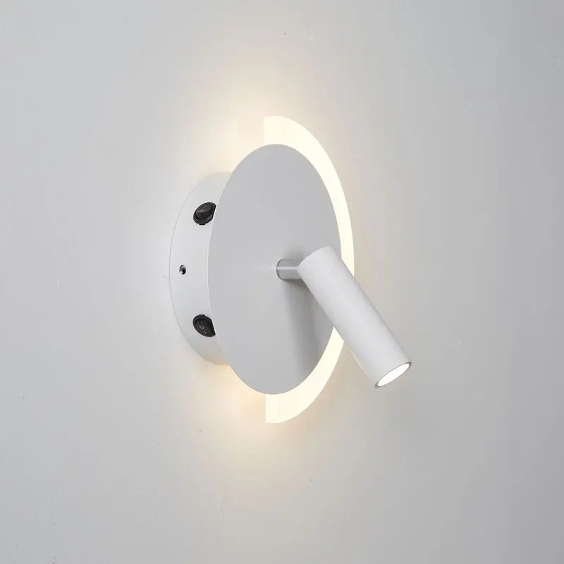 

Nordic Creative LED Wall Lamp Rotatable Reading Spotlight with Switch for Bedroom, Bedside, Hotel Room, Study