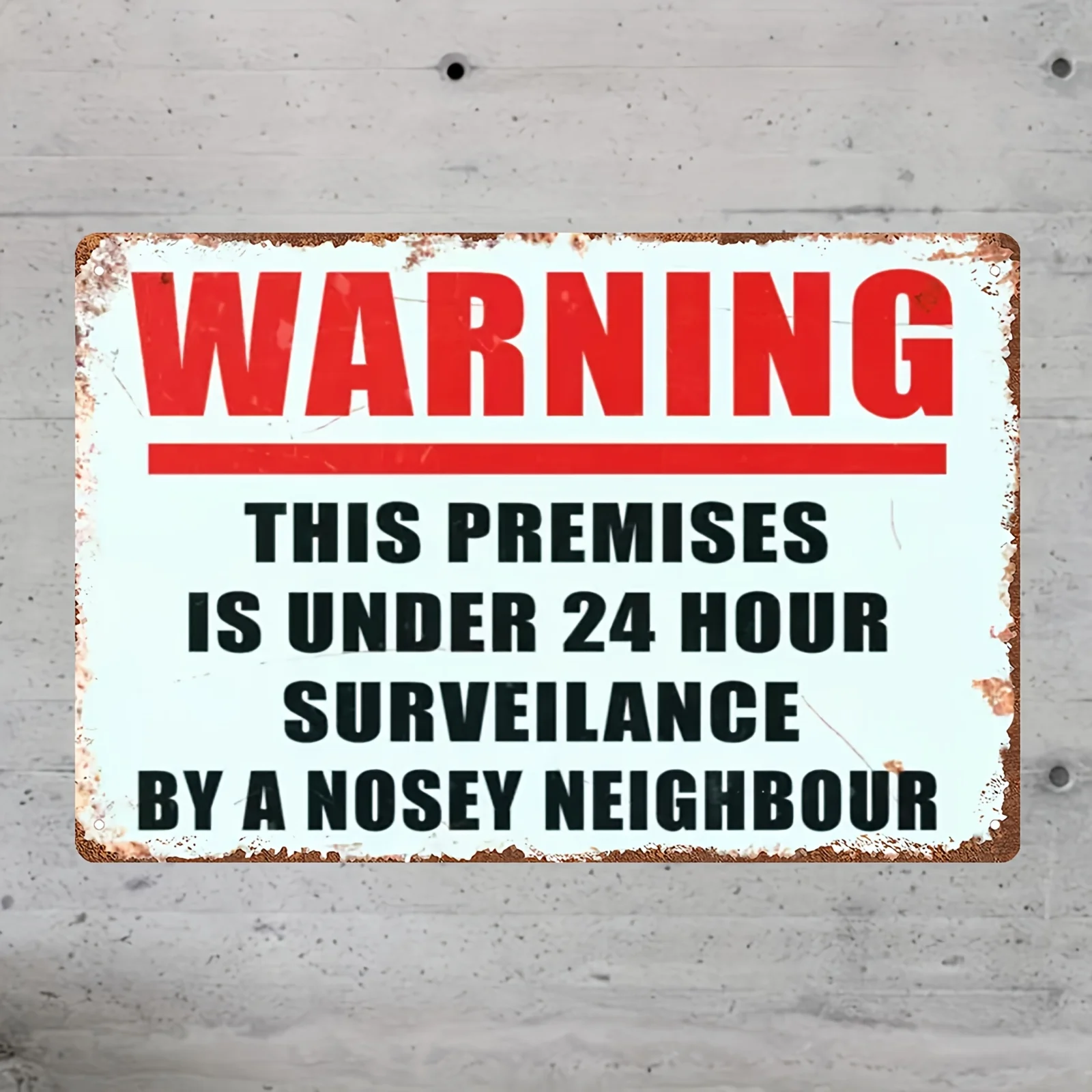2D Metal Sign 8x12 Inch Retro Wall Decor, Neighborhood Watch Warning Plaque, Home Front Door Security Sign, Iron Art Hanging Pos