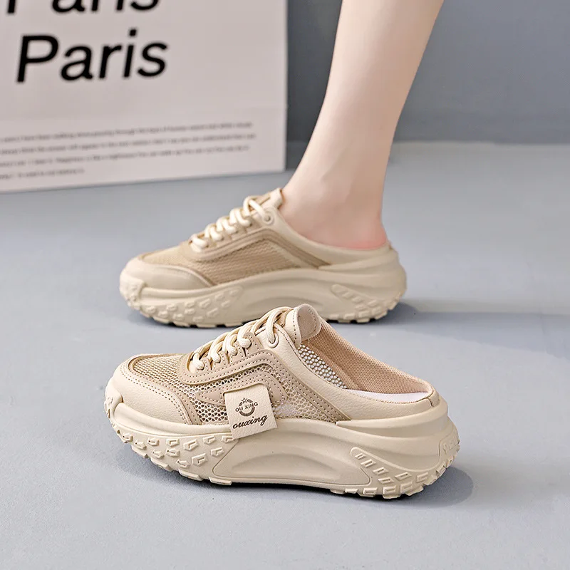 

New 2025 Women's Shoes Summer Student Sports Korean Style Leisure Mesh Breathable Thin Sole Increased Height Women's Shoes