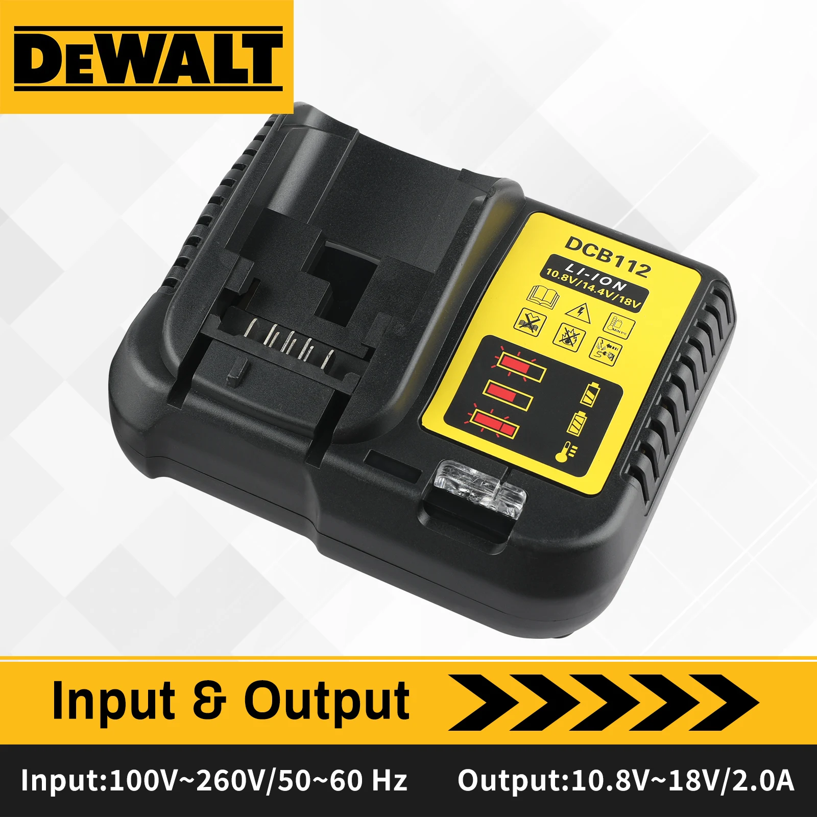 

DeWalt Power Tool Charger DCB112 2A Lithium Battery Charger For Dewalt 10.8V 14.4V 18V