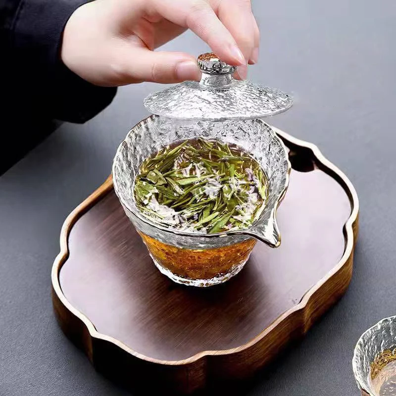 High Quality Hammer Glass Tea Set Japanese Teapot Chinese Kung Fu Tea Ceremony Mugs Coffee Cups Glass Mug Gaiwan Teaware Pot